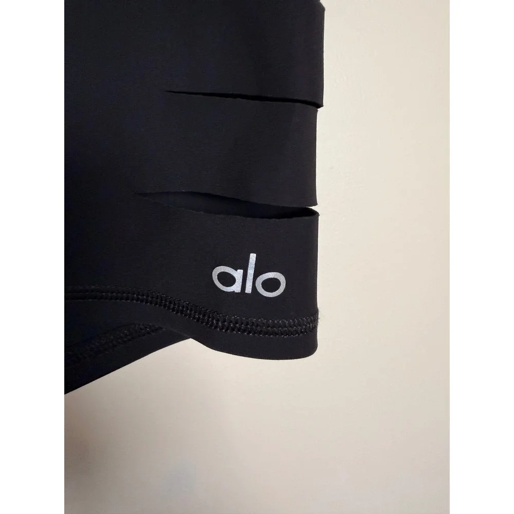 Alo Yoga Black Cutout High Waist Biker Shorts‎ Women's Size XS